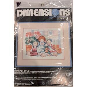 Dimensions Counted Cross Stitch Kit Family of Dolls 3649 Vintage 1988